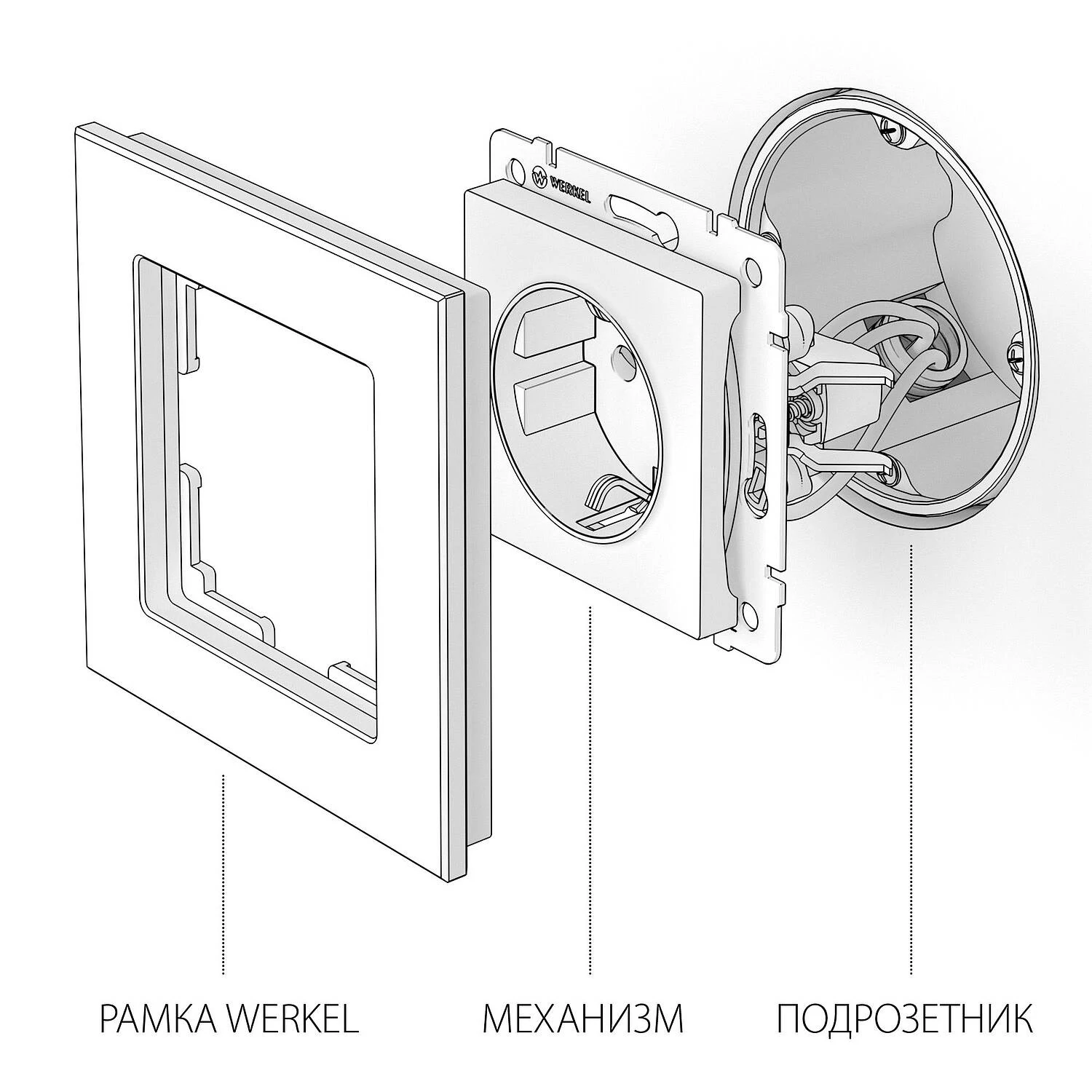 Розетка с заземлением (cеребряный рифленый) a051368, W1171009 (Werkel, 4690389159701) - Amppa.ru