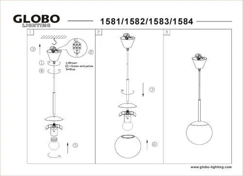 Светильник подвесной, матовый никель, E27, 1x60W (Globo, 1581) - Amppa.ru