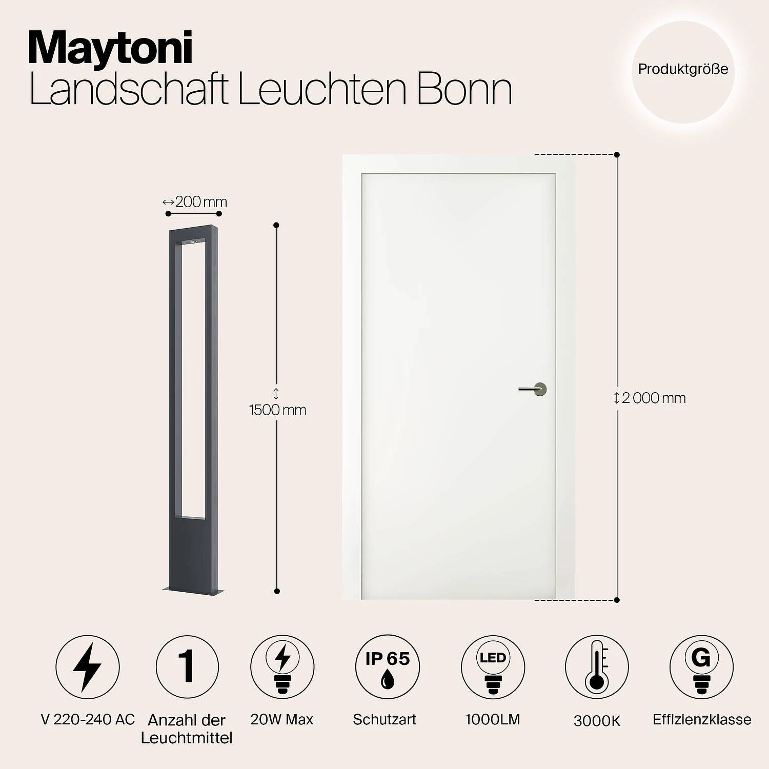 Садово-парковый светильник Outdoor Bonn, LED 20W, 3000K, Графит (Maytoni Outdoor, O425FL-L20GF) - Amppa.ru