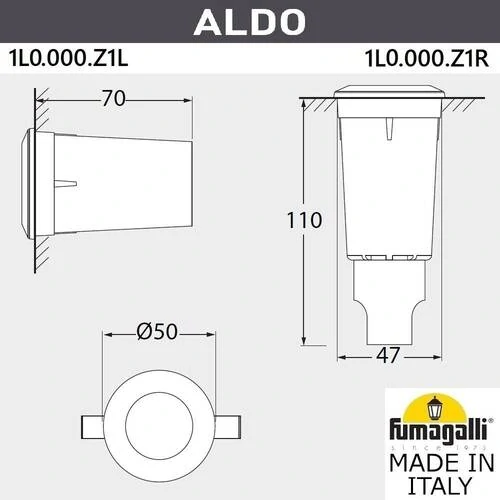 Грунтовый светильник светильник Fumagalli Aldo 1L0.000.000.AXZ1L, Черный и Матовый - Amppa.ru