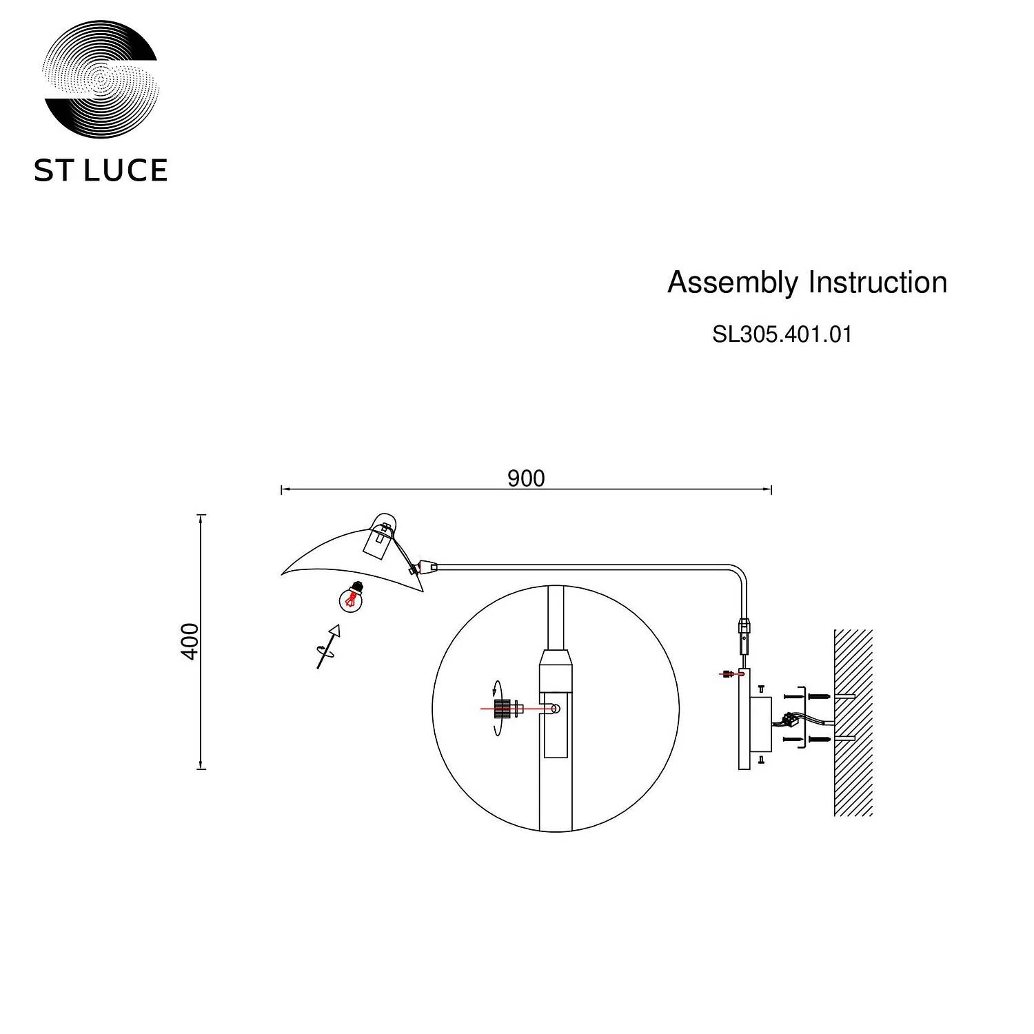 SL305.401.01 Бра ST-Luce Черный/Черный, Белый E27 1*60W SPRUZZO - Amppa.ru