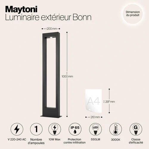 Ландшафтный светильник Outdoor Bonn, LED 10W, 3000K, Графит (Maytoni Outdoor, O425FL-L10GF) - Amppa.ru