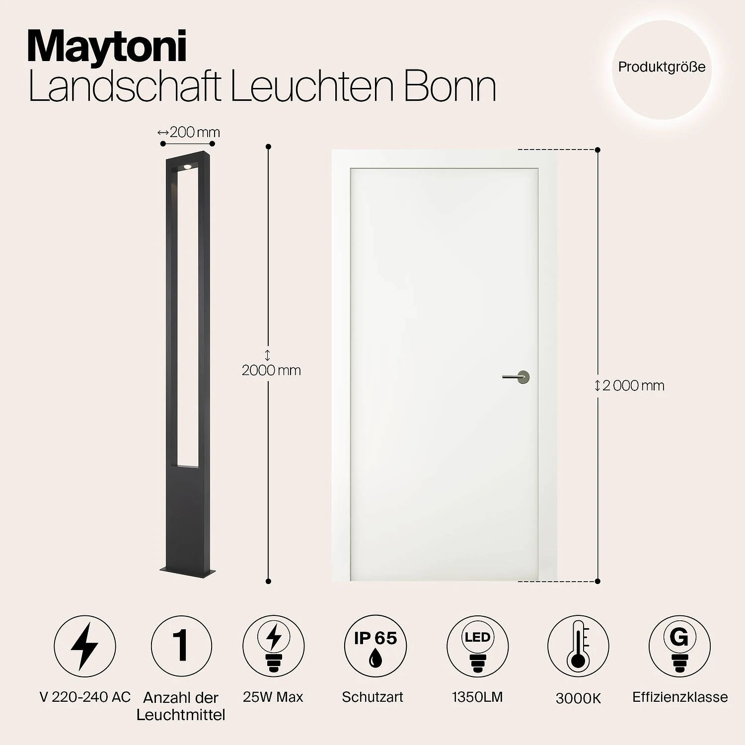 Садово-парковый светильник Outdoor Bonn, LED 25W, 3000K, Графит (Maytoni Outdoor, O425FL-L25GF) - Amppa.ru