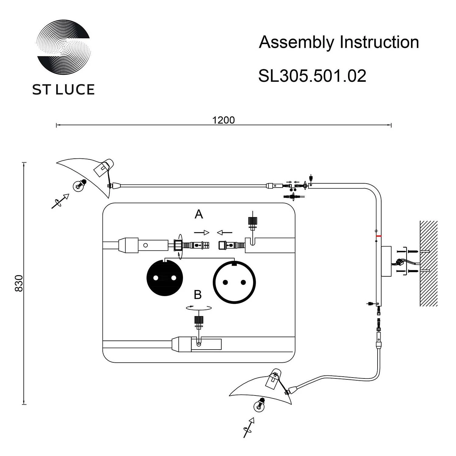 SL305.501.02 Светильник настенный ST-Luce Белый/Белый E27 2*60W SPRUZZO - Amppa.ru