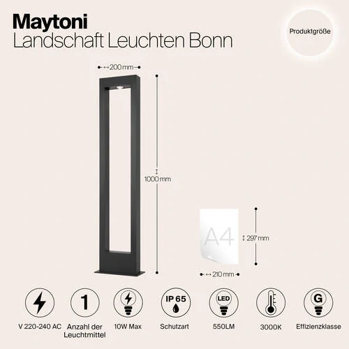 Ландшафтный светильник Outdoor Bonn, LED 10W, 3000K, Графит (Maytoni Outdoor, O425FL-L10GF) - Amppa.ru