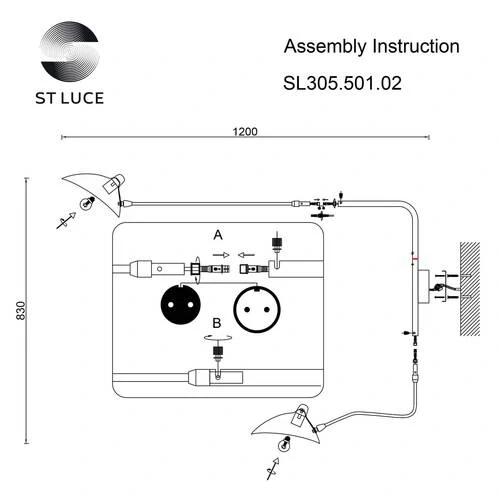 SL305.501.02 Светильник настенный ST-Luce Белый/Белый E27 2*60W SPRUZZO