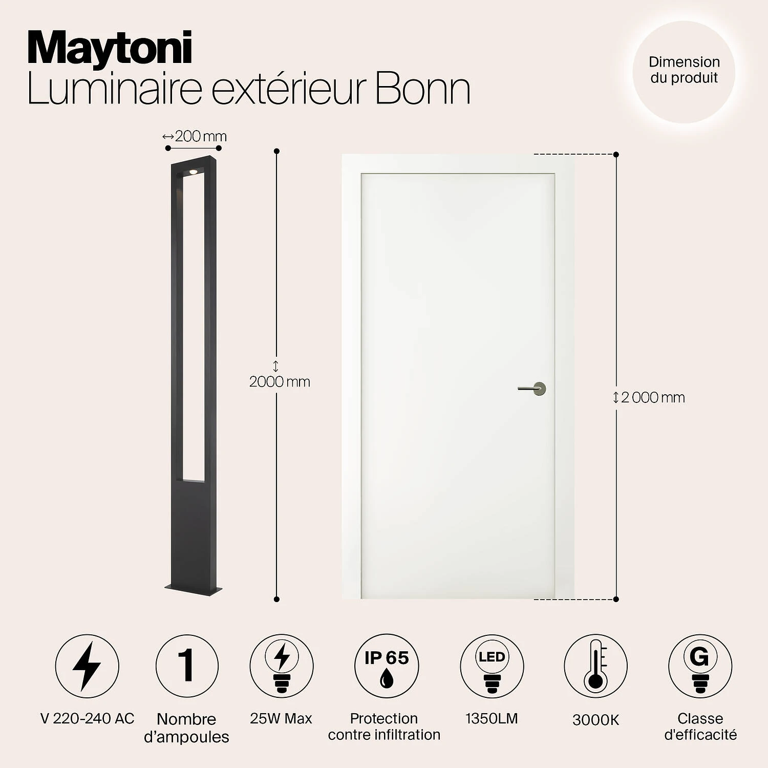 Садово-парковый светильник Outdoor Bonn, LED 25W, 3000K, Графит (Maytoni Outdoor, O425FL-L25GF) - Amppa.ru