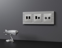 Комплект механизма розетки компьютерной + TV оконечной RJ-45 с автоматической защитной шторкой ALFA Серебро глянец QUANT (AP4125, VM195) (Ambrella Volt, MA412510)