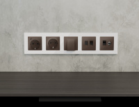 Комплект механизма электрической розетки 2USB С+C 20W с/з на винтовых зажимах 16A-250V ALFA Темная бронза матовый QUANT (AP6405, VM165) (Ambrella Volt, MA640510)